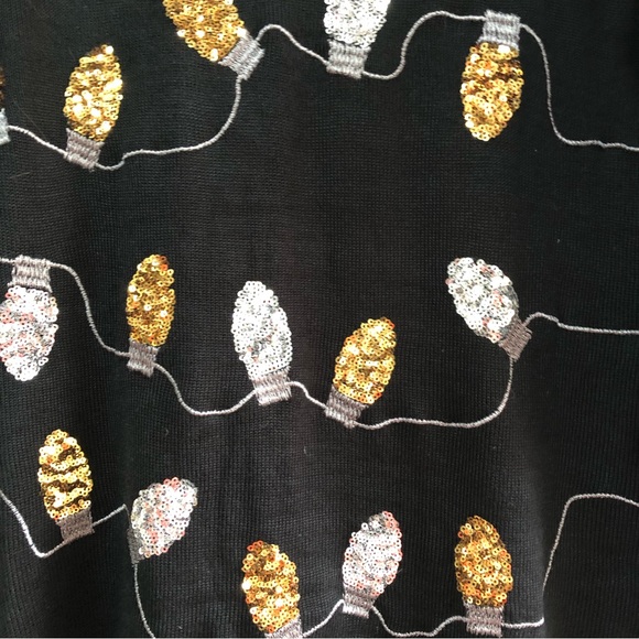 Tipsy Elves black knit silver and gold string lights size M NWT shimmer shine - Picture 12 of 15